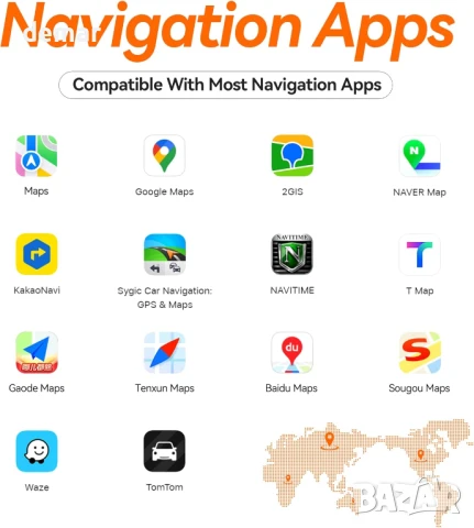 Cleviton - Apple Carplay безжичен адаптер, Bluetooth 5.3 и WiFi 6, USB A/C, черен, снимка 9 - Аксесоари и консумативи - 51396120