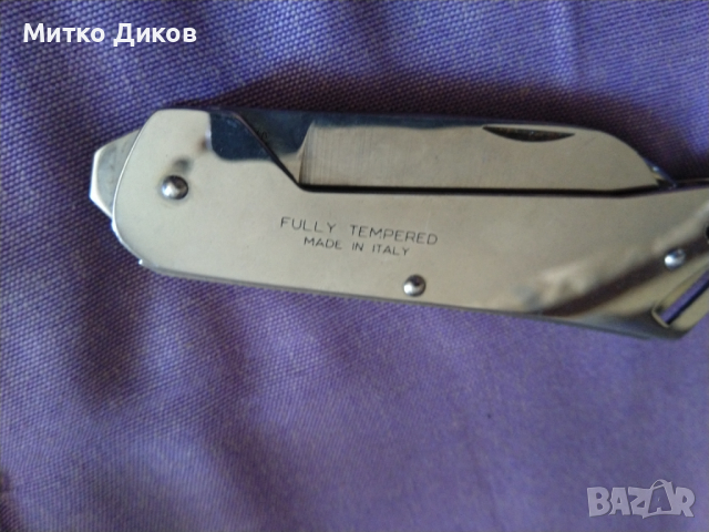 Нож назъбен за лява ръка нов Clipper fully tempered made in italy 120х75мм, снимка 4 - Ножове - 36245660