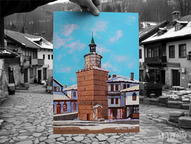 Трявна . Малка маслена картина .