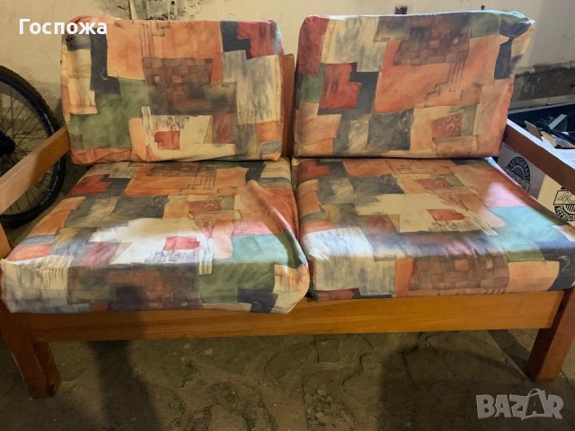 Комплект дървени дивани двоен, троен и фотьойл, снимка 3 - Дивани и мека мебел - 42699454