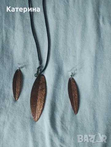 Комплект колие и обеци от мед, снимка 4 - Бижутерийни комплекти - 47824967