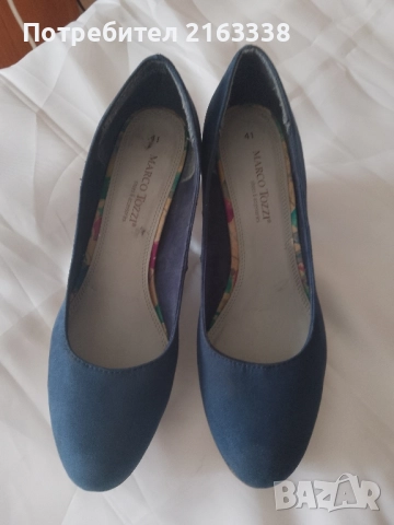 Сини обувки на MARCO TOZZI , велур,, снимка 2 - Дамски обувки на ток - 52029882