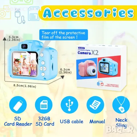 Seckton Upgrade Kids Selfie Camera, HD детска цифрова камера за малки деца, снимка 2 - Образователни игри - 47884715