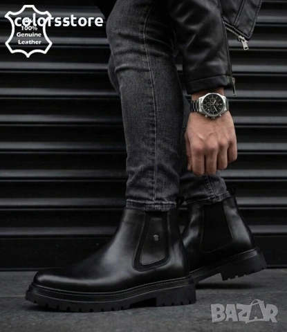 Мъжки боти - черна ЕСТЕСТВЕНА кожа - 3160 