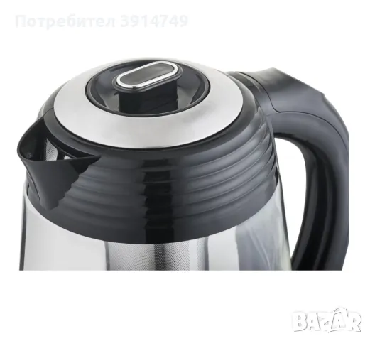 Електрическа кана, 2200W, 1.7л, температурен контрол, LED термо индикатор, стъкло / инокс, *НОВА*, снимка 2 - Кани - 47539872