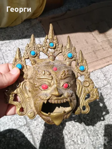 Стара бронзова маска-99, снимка 5 - Антикварни и старинни предмети - 50127143