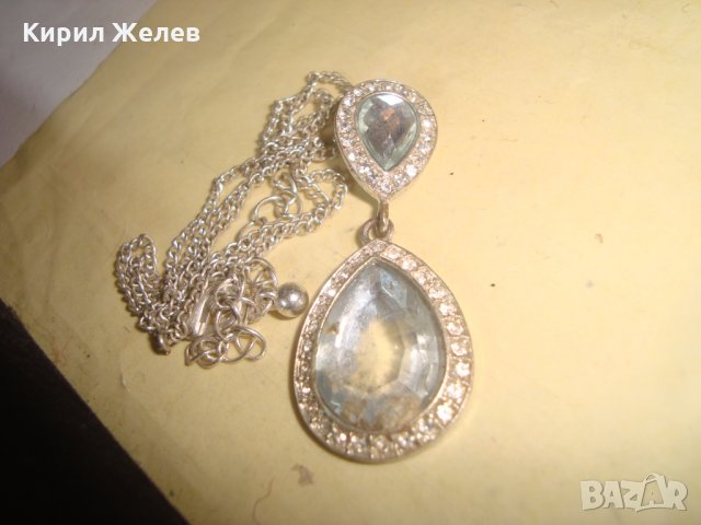 ПОСРЕБРЕН КРАСИВ НЕЖЕН МЕДАЛЬОН КОЛИЕ с ФАСЕТИРАН БОХЕМСКИ КРИСТАЛ 24349, снимка 5 - Колиета, медальони, синджири - 33962680