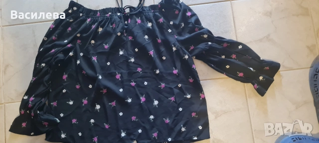 Блуза с цветя., снимка 7 - Блузи с дълъг ръкав и пуловери - 53846101