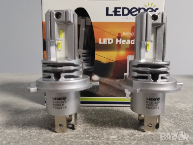 LED крушки за фарове, H1 H7 H4 HB3  HB4 9-32V 44W 4000LM 6500K Ledener, снимка 8 - Аксесоари и консумативи - 33797704