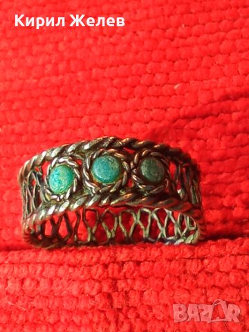СТАРИНЕН ВЪЗРОЖДЕНСКИ ТЮРКОАЗЕН СРЕБЪРЕН ПРЪСТЕН РЪЧНА ФИЛИГРАННА ИЗРАБОТКА РЯДЪК 27300, снимка 2 - Антикварни и старинни предмети - 36858148