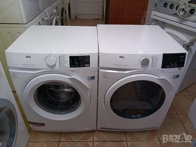 Комплект пералня и сушилня с термопомпа АЕГ Aeg A+++ 8кг 2 години гаранция!