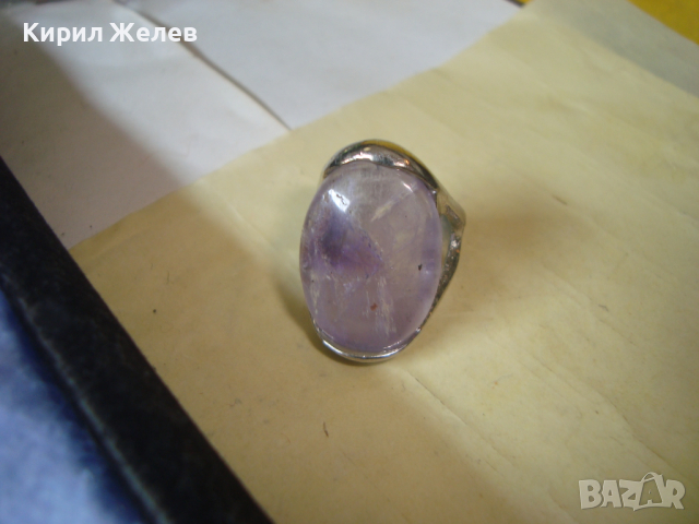 ПОСРЕБРЕН ФЕШЪН АРТ ПРЪСТЕН с НАТУРАЛЕН ЮВЕЛИРНО ШЛИФОВАН КАМЪК - АМЕТИСТ 26606, снимка 7 - Пръстени - 36393176