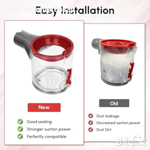 Нов комплект Резервен контейнер Dyson V7 V8 с HEPA филтри и четка, снимка 3 - Други стоки за дома - 53821851