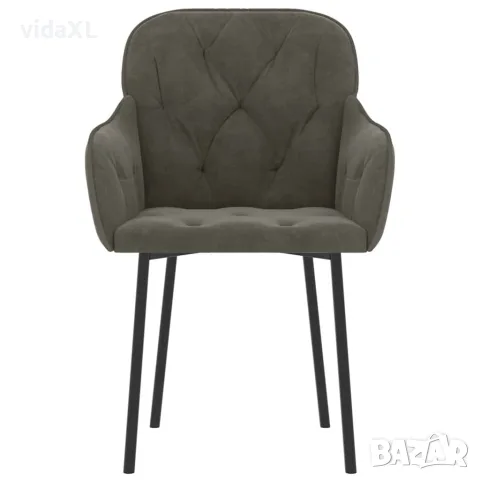 vidaXL Трапезни столове, 2 бр, тъмносиви, кадифе, снимка 4 - Столове - 56147125