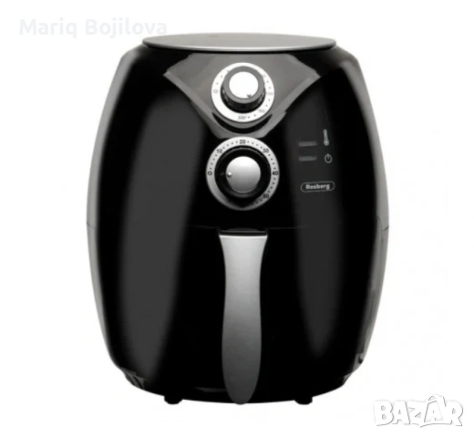 Фритюрник AirFryer Rosberg Premium, 1600W, 3л., Горещ въздух, Таймер, до 200°C, Черен