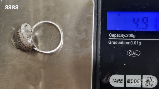 Сребърен пръстен с черупка от охлюв , снимка 6 - Пръстени - 44406424