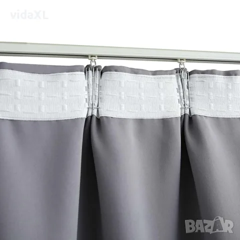 vidaXL Затъмняваща завеса с куки, сива, 290x245 см, снимка 4 - Пердета и завеси - 56146049
