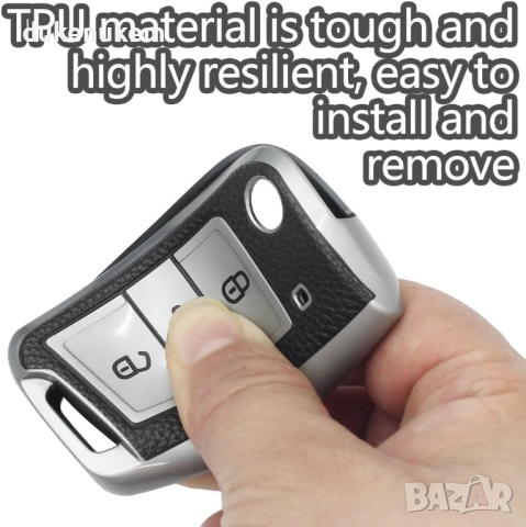 Калъф за автомобилен ключ зА VW Golf 7, Mk7, Polo, Touareg, Skoda Octavia 3, Seat Leon, 3 бутона, снимка 3 - Аксесоари и консумативи - 51819977