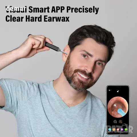 Премахване на ушна кал, почистващ апарат с камера, 1080P HD отоскоп за iOS и Android, снимка 4 - Други - 48989424