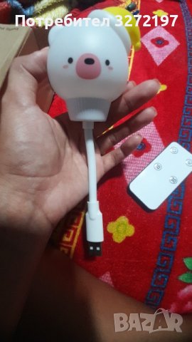 LED USB Сладка карикатура нощна лампа Мече, Дистанционно управление, снимка 9 - Други - 40900106