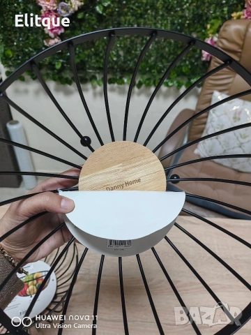 🍎 Метална фруктиера Pufo Modern – с бамбуково дъно, черна, снимка 3 - Други стоки за дома - 53579244