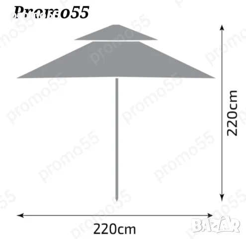 Чадър за плаж и градина - 220см. с двоен покрив за стабилност при вятър, снимка 13 - Градински мебели, декорация  - 49657228