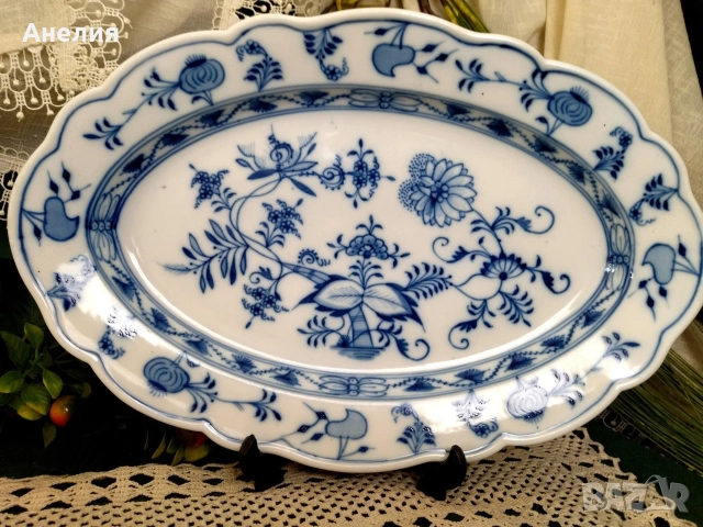 Meissen плато син лук антика