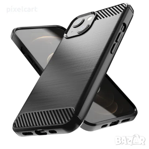 Силиконов калъф Carbon за iPhone 14, Черен, снимка 1 - Калъфи, кейсове - 47923525