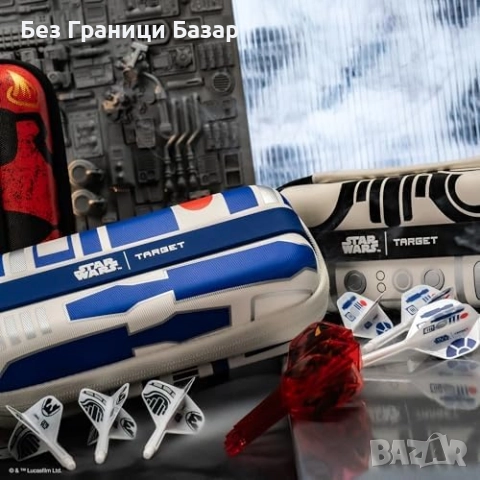Нов дартс комплект Target Darts STAR WARS R2-D2 K-Flex перки и дръжки 3 броя, снимка 8 - Други спортове - 52630306