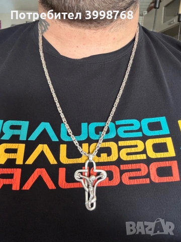 Сребъре ланец със кръст, снимка 2 - Колиета, медальони, синджири - 53673494
