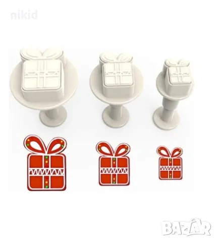 3 бр подарък подаръци пластмасови резци резец форма форми за тесто фондан сладки