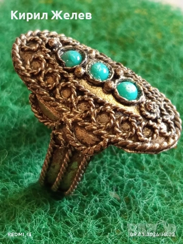 Антикварен сребърен пръстен филигранна изработка Бохо стил ювелирна изработка 27059, снимка 3 - Пръстени - 53763267