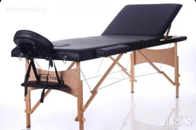 трисекторна козметична масажна кушетка дървена черна масажно легло