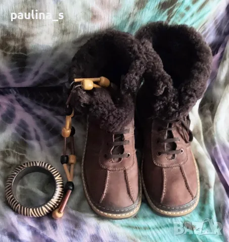 "Bama" shoes / Дамски боти тип кубинки от естествен набук и каракул за салона , снимка 4 - Дамски боти - 48174234
