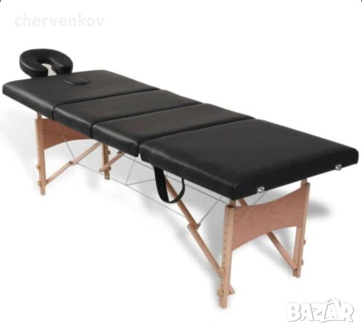 четирисекторна дървена козметична масажна кушетка четирисекционна черен цвят, снимка 3 - Кушетки - 53165920
