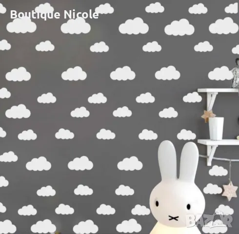 Стикер за стена "Облачен Рай: 46 Облачета за Детска Стая" 