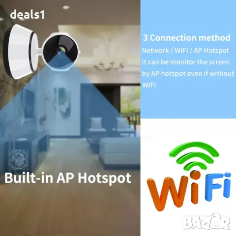 V380 Q6 WiFi IP Камера 2MP 360° Двупосочно аудио Нощно виждане, снимка 3 - IP камери - 50065078