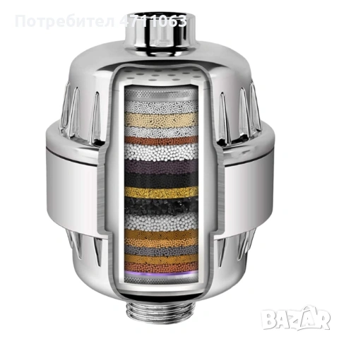 🚿 Продавам филтри за душ с 20-степенна филтрация-Витамин C и минерали,Сребрист/Черен, снимка 3 - Други стоки за дома - 53125983