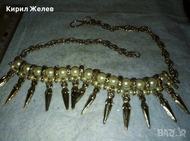 ЕФЕКТНА СРЕБРИСТА ПЕРЛЕН ЕТНО СТИЛ ОГЪРЛИЦА от БЛАГОРОДНА НЕРЪЖДАЕМА СТОМАНА 38878