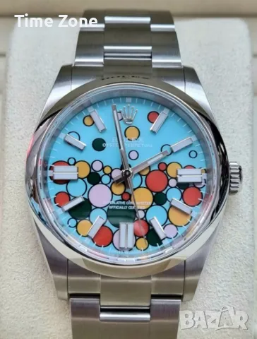 Rolex Oyster Perpetual 41mm Steel Celebration Tiffany Bubble Dial Automatic Унисекс