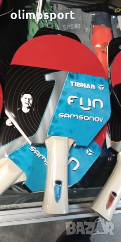 хилка за тенис  на маса нова tibhar fun samsonov черна,червена гладки гуми 1.5мм ракета за комплексн, снимка 2 - Тенис - 36086323