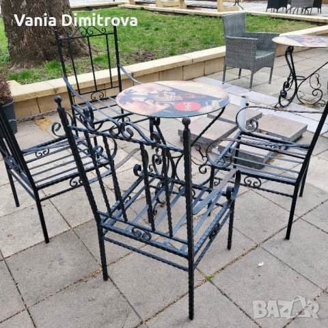 маса ф60+4 стола ковано желязо, снимка 2 - Маси - 44303240
