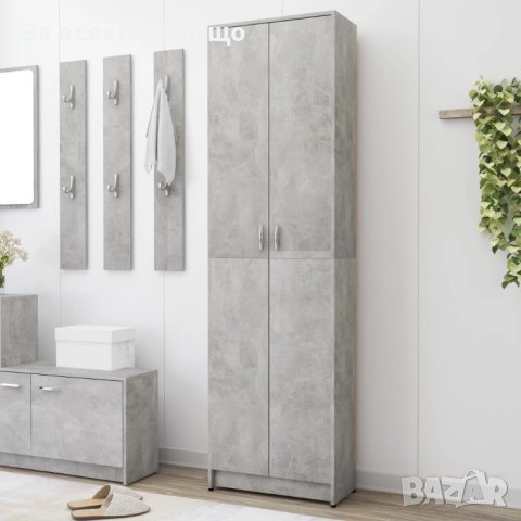 Гардероб за антре, бетонно сив, 55x25x189 см, ПДЧ, снимка 7 - Гардероби - 42425121