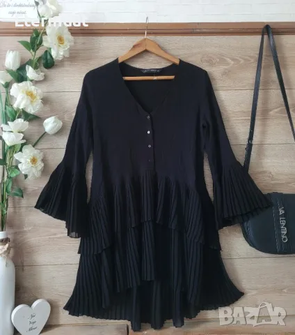 Черна риза Zara , снимка 6 - Ризи - 50107286