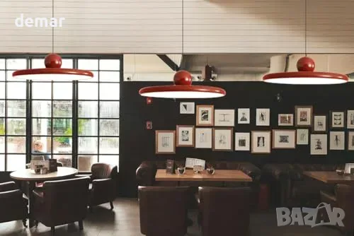 Червена LED висяща лампа НЛО, 36 W, 40 см, с регулируема височина, снимка 5 - Други стоки за дома - 56011768