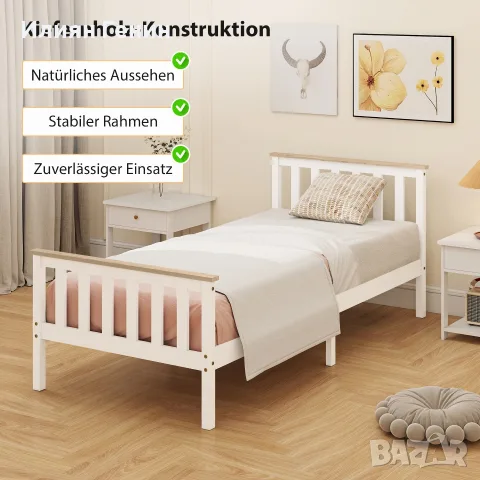 HOMCOM Единична Рамка за Легло, снимка 11 - Спални и легла - 56110269