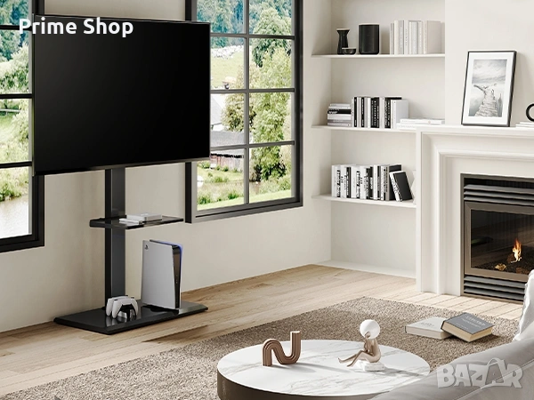 Метална подова стойка за телевизор 50-80" с въртене и рафт, FITUEYES, снимка 3 - Други - 53445038