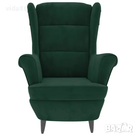 vidaXL Фотьойл, тъмнозелен, кадифе, снимка 3 - Дивани и мека мебел - 56146811