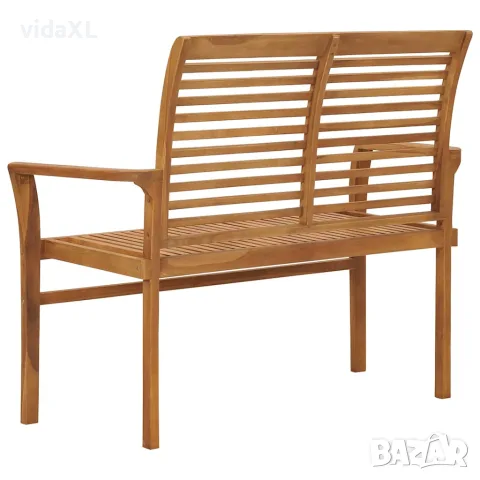 vidaXL Градинска пейка, 112 см, тик масив, снимка 2 - Градински мебели, декорация  - 56147665