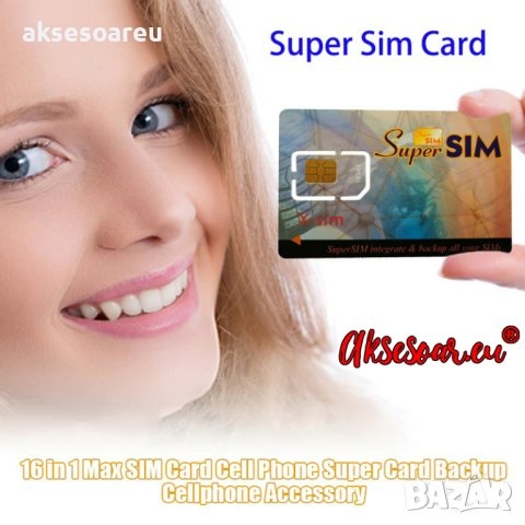 Нова празна сим карта за мобилен телефон Super sim 16 в 1 Max sim cart за GSM Редактор на номера Кап, снимка 1 - Резервни части за телефони - 42000312